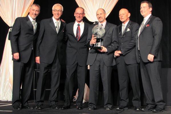 Retailer of the Year - Mark Strauch, owner, FloorCraft, Colorado Springs, CO. L to R: Ryan Dunn (CarpetsPlus COLORTILE), Ron Dunn (CarpetsPlus COLORTILE), Mark Lundy (FloorCraft), Mark Strauch (FloorCraft), Jon Logue (CarpetsPlus COLORTILE) and Kevin Lugue (CarpetsPlus COLORTILE)