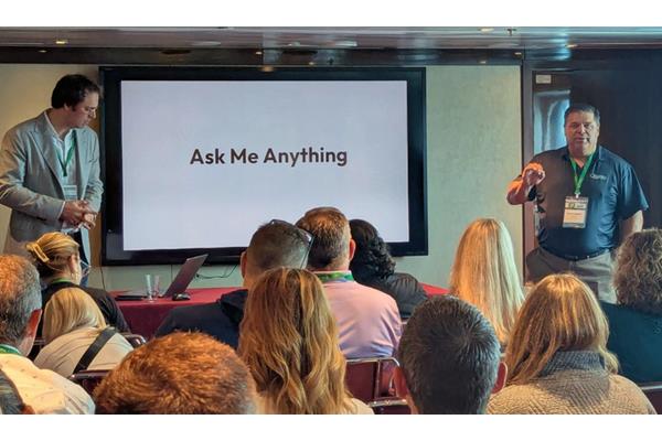 Pawel Rajszel, CEO of Leap Tools, and Chad Ogden presenting at meeting held 8/17/25