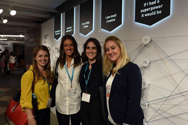 Young designers play the Gensler game in the Universal Fibers Booth