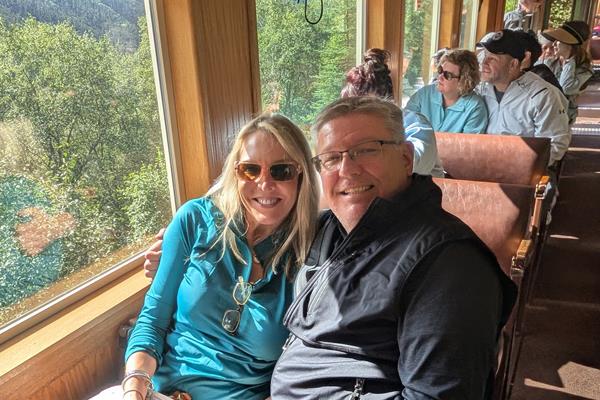 Ty and Jennifer Homeyer - train ride in Skagway, AK
