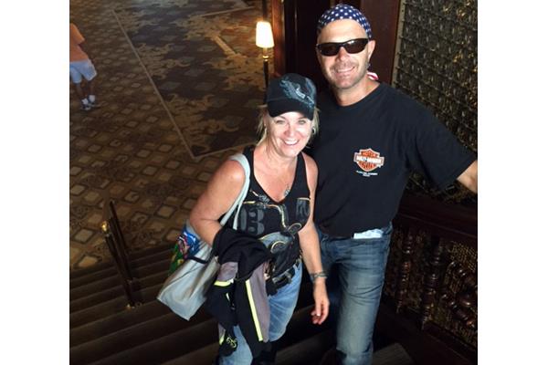 Jeff & Lisa Macco - Macco's Floor Covering - Ready to go on the Harley ride on the activity day.