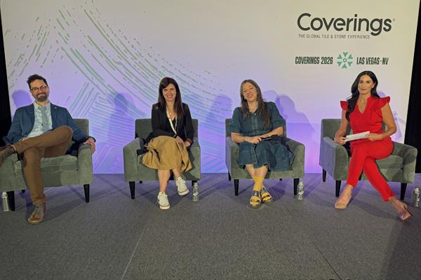 Ryan Fasan, Danielle McWilliams and Roxanne Morris with Moderator Alena Capra discuss Global Tile Trends