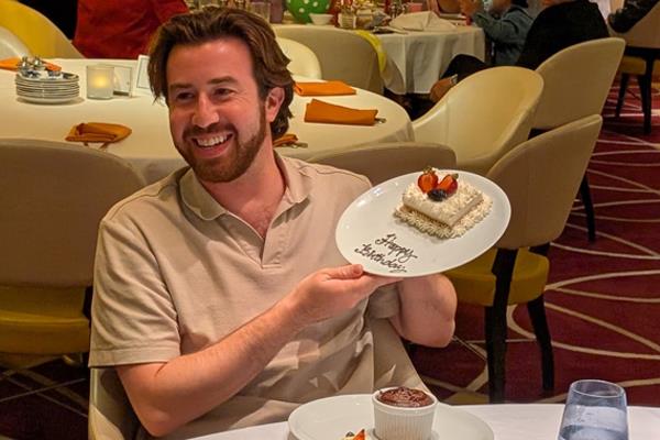 Brandon Shidlowski, VP of Sales, Roomvo/Leap Tools, celebrating his birthday during the cruise