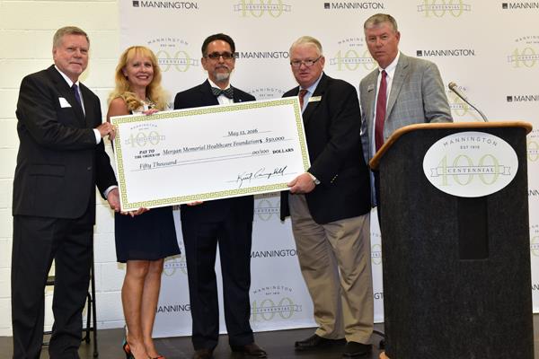 Mannington Mills presents $50,000 check to Morgan Memorial Hospital