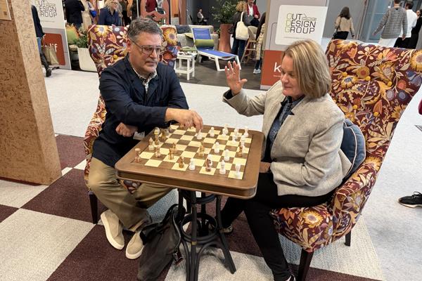 Chris Stulpin and Beth Campbell in the Momentum booth